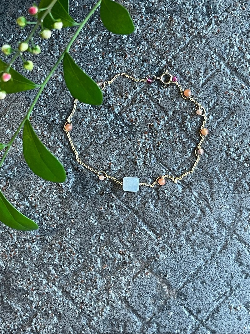 Thin bracelet II Burmese Stone white jade square - สร้อยข้อมือ - หยก 