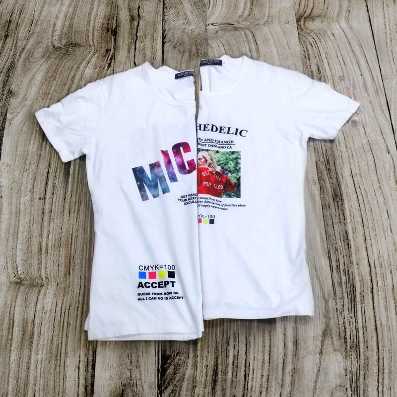 Customized T-shirt short-sleeved white T-Shirt can be customized in one piece. Unisex style can be worn by men and women. - เสื้อฮู้ด - วัสดุอื่นๆ 