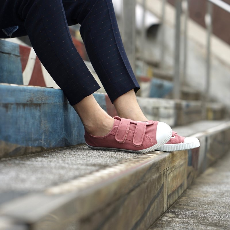 西班牙帆布鞋 CIENTA 78997 52 粉紅色 經典布料 大人 魔鬼氈 - 女休閒鞋/帆布鞋 - 棉．麻 粉紅色