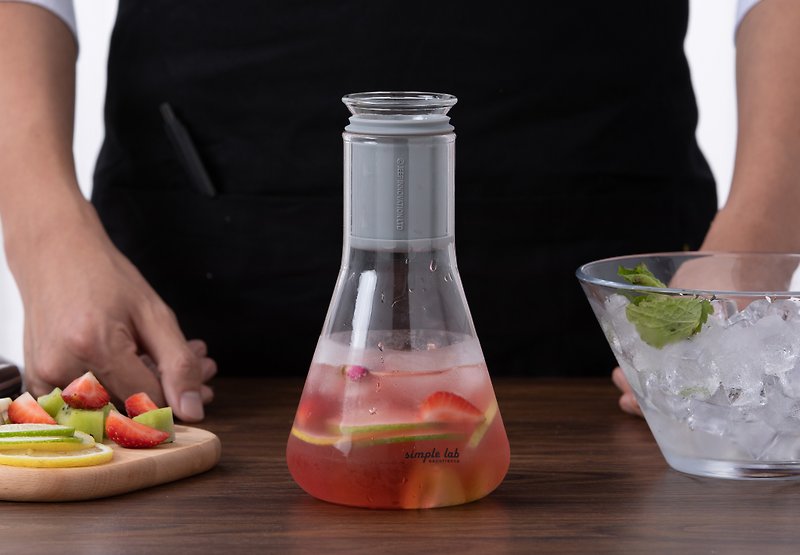 【COOL SUMMER】 MIXO. glass tea infuser & shaker - ถ้วย - แก้ว สีเทา