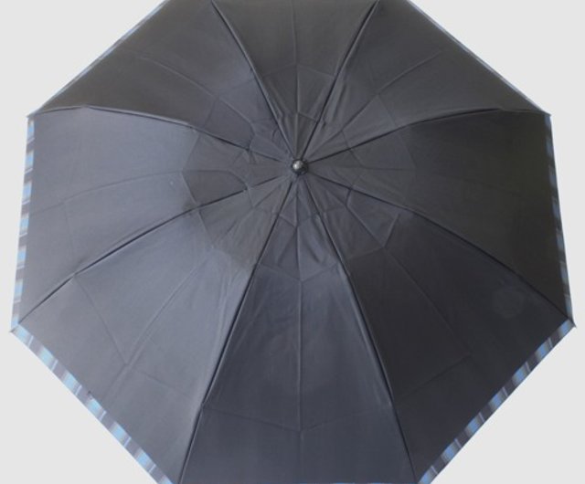 【槙田商店】紳士折たたみ傘Tie Stripe×Plain　BLACK 晴雨兼用 大人のメンズ折りたたみ傘！日傘にもおすすめの晴雨兼用雨傘8本