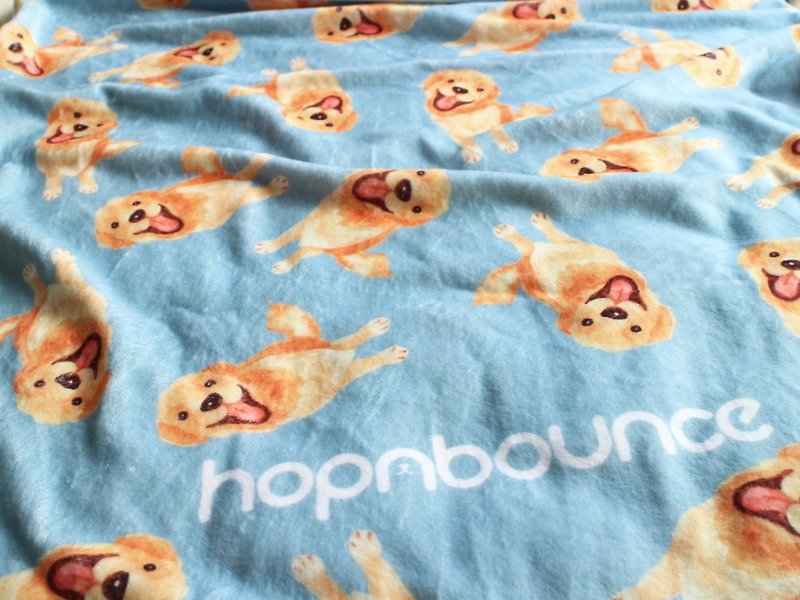 金毛尋回犬 黃金獵犬 毛毯 小狗 空調毯 暖暖毯 保暖毯 寵物蓋毯 - 棉被/毛毯 - 棉．麻 藍色
