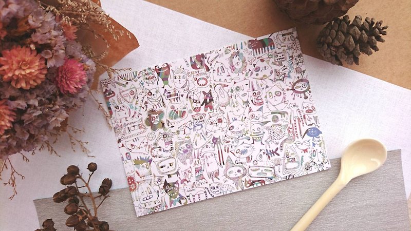 ◆ 貓咪怪獸明信片-彩色百喵圖 ◆ - 心意卡/卡片 - 紙 多色