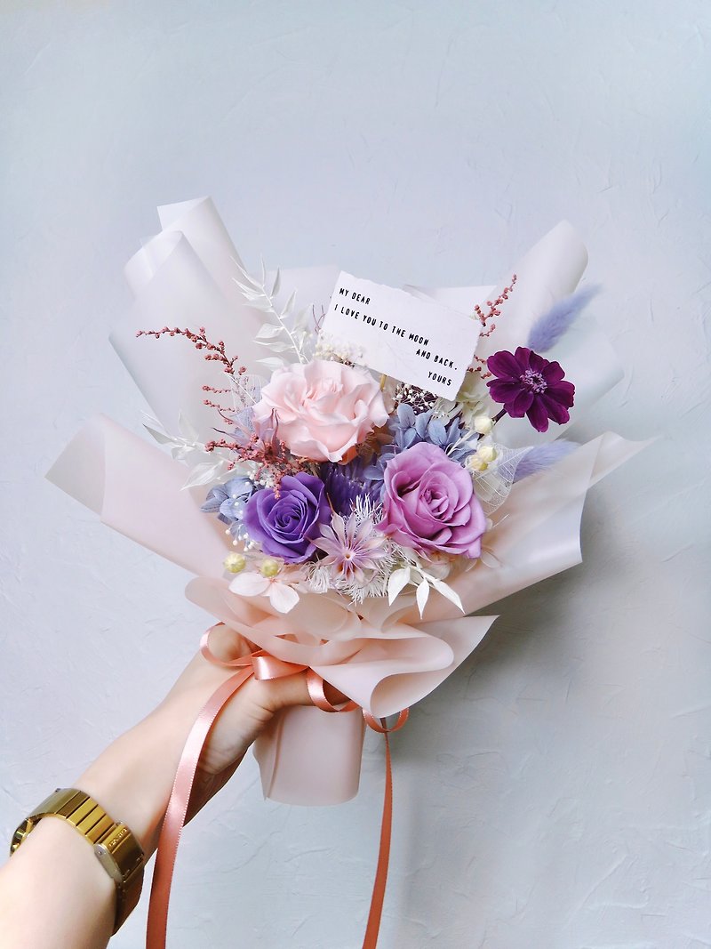 eternal life bouquet pink purple - ช่อดอกไม้แห้ง - พืช/ดอกไม้ สีม่วง