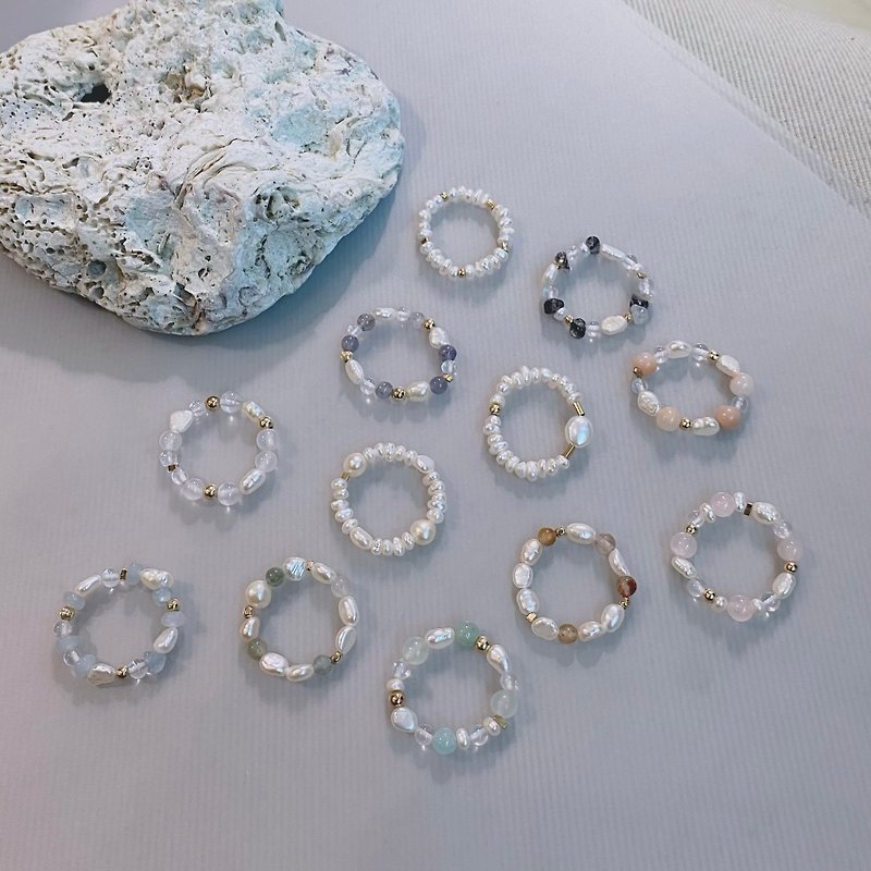 Full version of natural stone ring_Colorful - แหวนทั่วไป - ไข่มุก ขาว