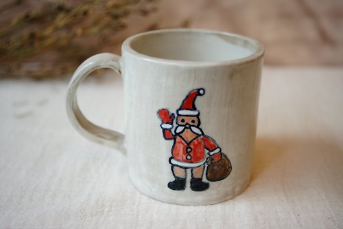 昕作。陶 手作粉引馬克杯 聖誕雪人 230ml 咖啡杯 茶杯 陶杯