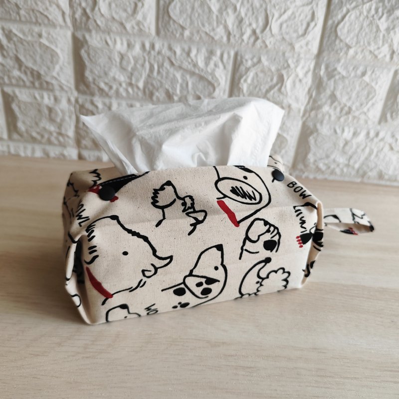 Hanging facial tissue cover/toilet paper cover = Taiwan cotton cloth = Dog illustrated book - กล่องทิชชู่ - ผ้าฝ้าย/ผ้าลินิน 