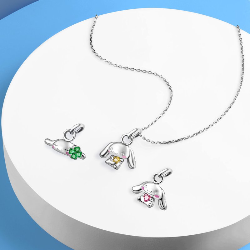 Cinnamoroll Customized 925 Sterling Silver Pendant Necklace (3 Colours) - Necklaces - Sterling Silver Silver