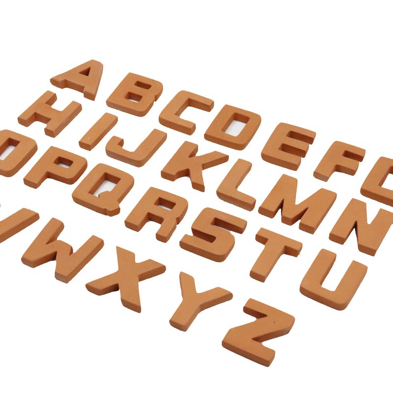 Red brick English alphabet uppercase three-dimensional character AZ - Items for Display - Pottery Red