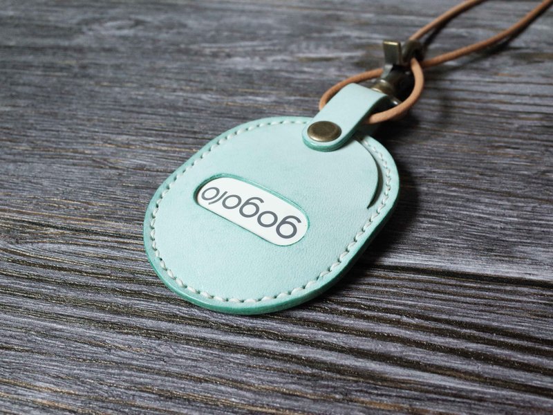 GOGORO EC-05 Ai-1 motorcycle key leather case-round shape- Wax mint green - ที่ห้อยกุญแจ - หนังแท้ สีเขียว