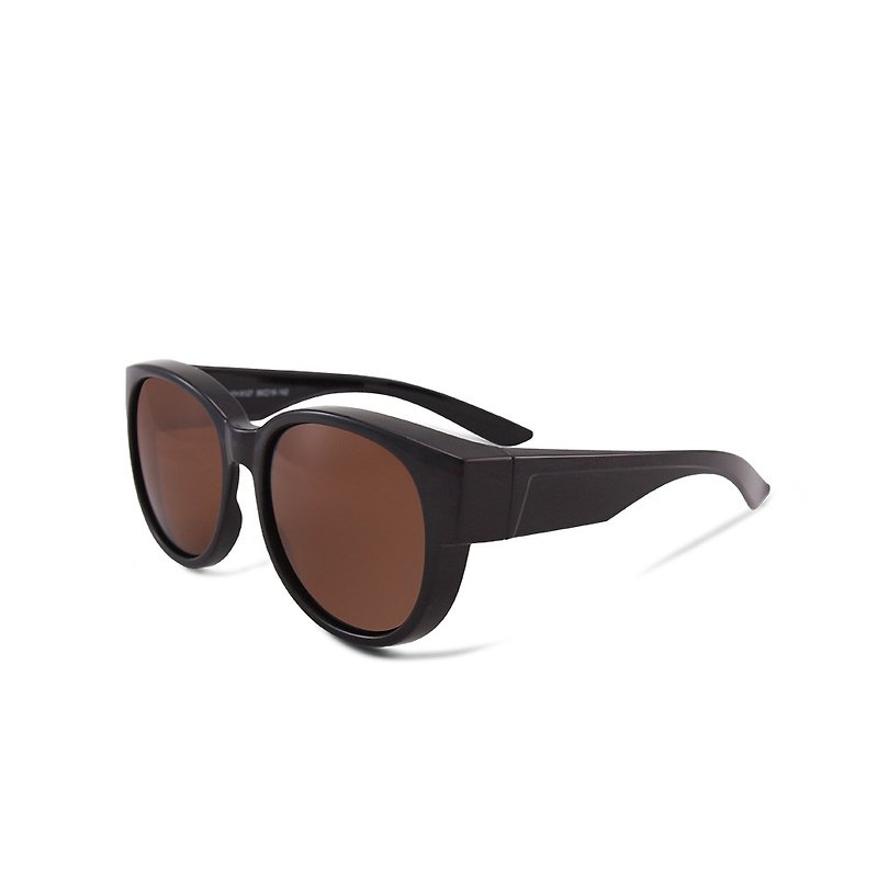 Yangguang Liying │ Honey Tea Brown Round Frame Full Cover Polarized Sunglasses │ External UV400 Sunglasses │ Mirror Set - Sunglasses - Plastic Brown