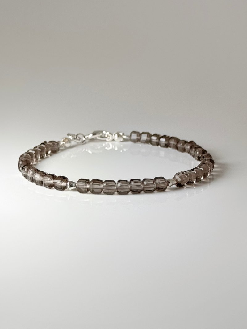 Ore_B05 / Square diamond-cut citrine bracelet - Bracelets - Crystal Brown