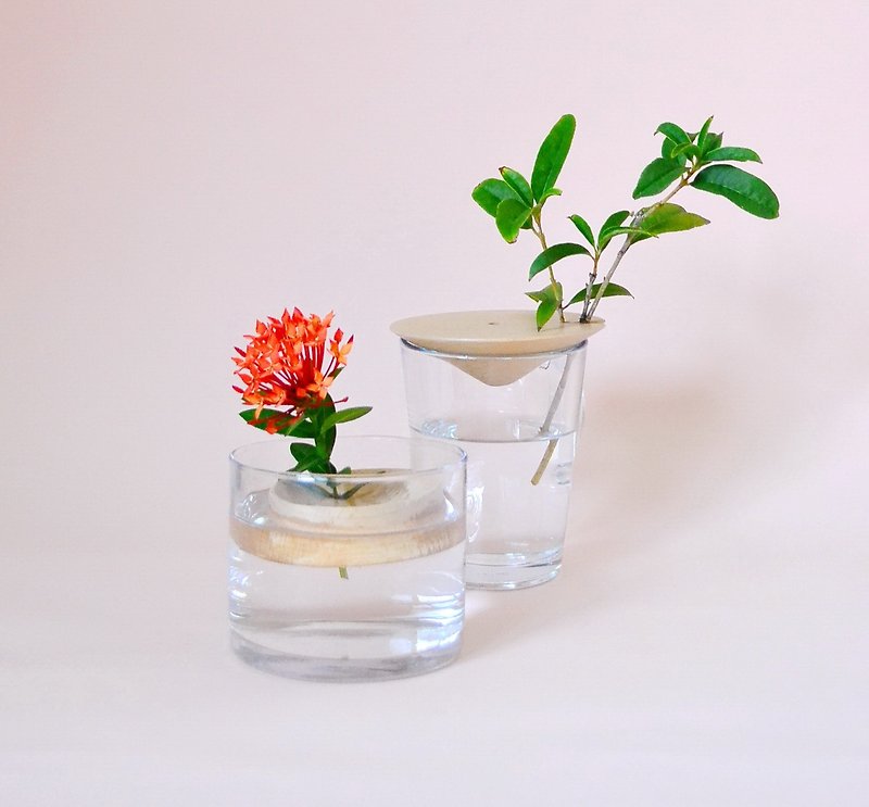 フローティングボトルの花瓶 - 観葉植物 - 木製 ブラウン