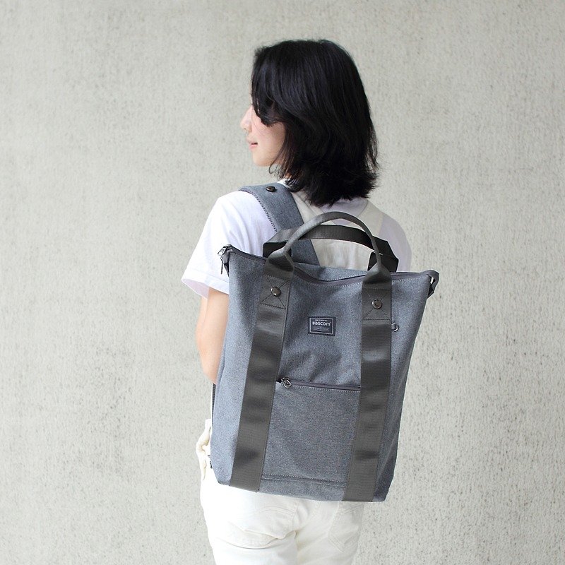 [Easy to use series] double belt with a good backpack (can be inserted Lee rod) (14''Laptop OK) - gray ★ 100454-03 - กระเป๋าเป้สะพายหลัง - ผ้าฝ้าย/ผ้าลินิน สีเทา