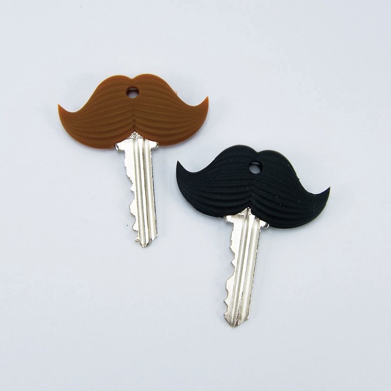 大鬍子 - 鑰匙套 一組兩個 │ 掛飾 / 矽膠 - 鑰匙圈/鑰匙包 - 塑膠 咖啡色