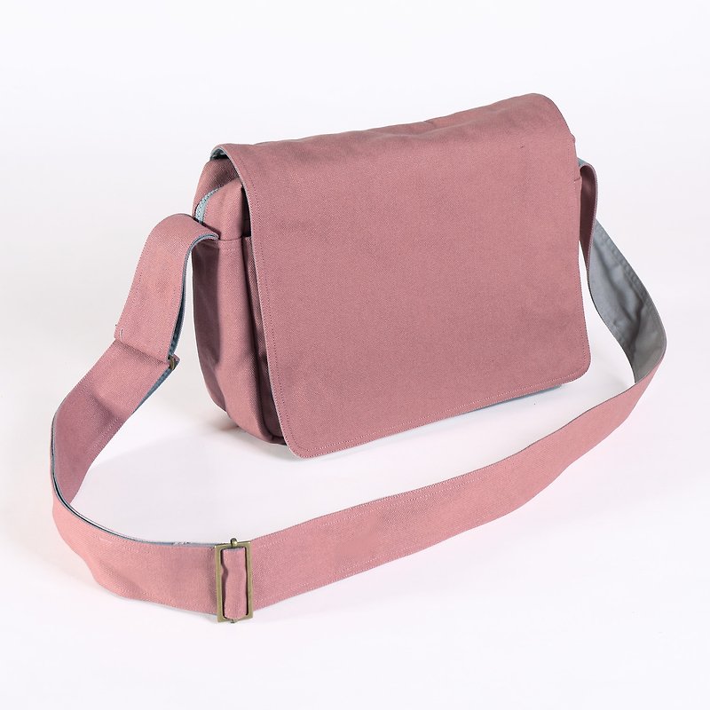 Classic replica schoolbag-dry rose color - กระเป๋าแมสเซนเจอร์ - ผ้าฝ้าย/ผ้าลินิน สึชมพู