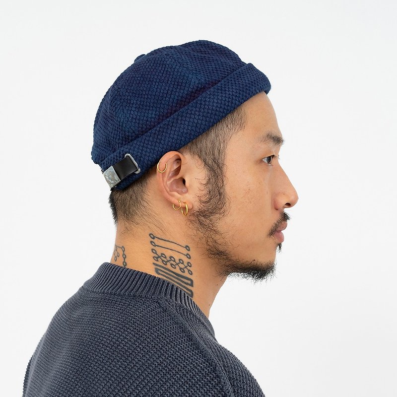 Japanese plant blue dyed old retro without eaves adjustable dome hat - Hats & Caps - Cotton & Hemp Blue