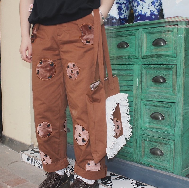 Hiccups of cookie pants after eating lunch tea - Women's Pants - Other Materials Brown