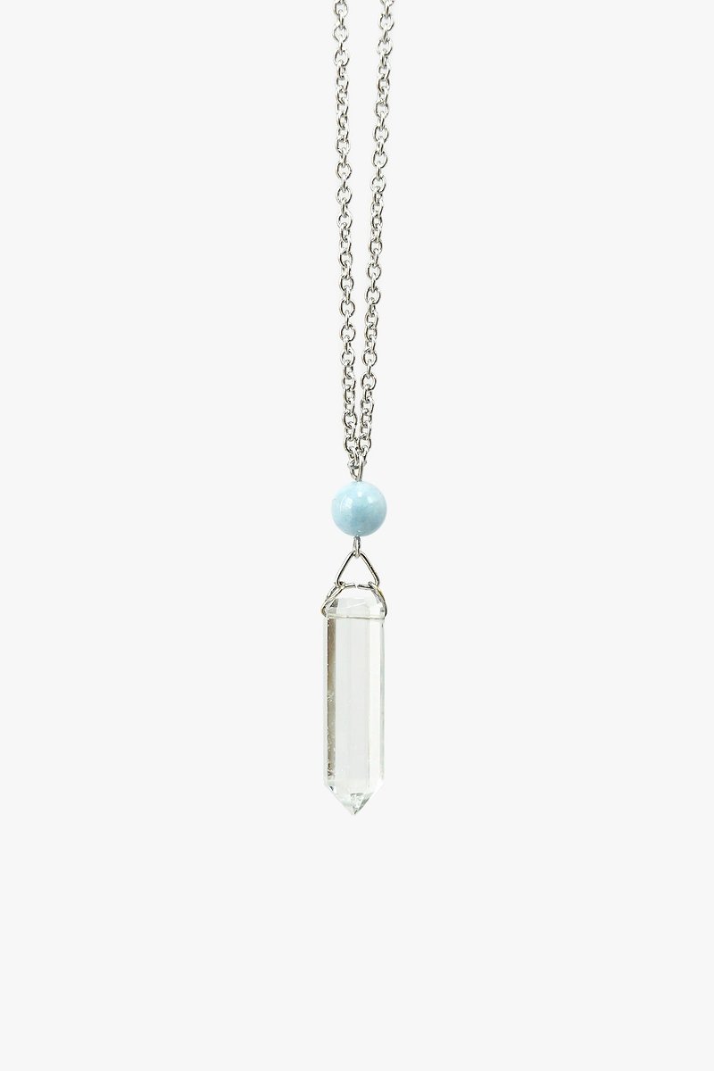 Simple Transparent Rock Crystal Point Necklace - สร้อยคอ - คริสตัล สีใส