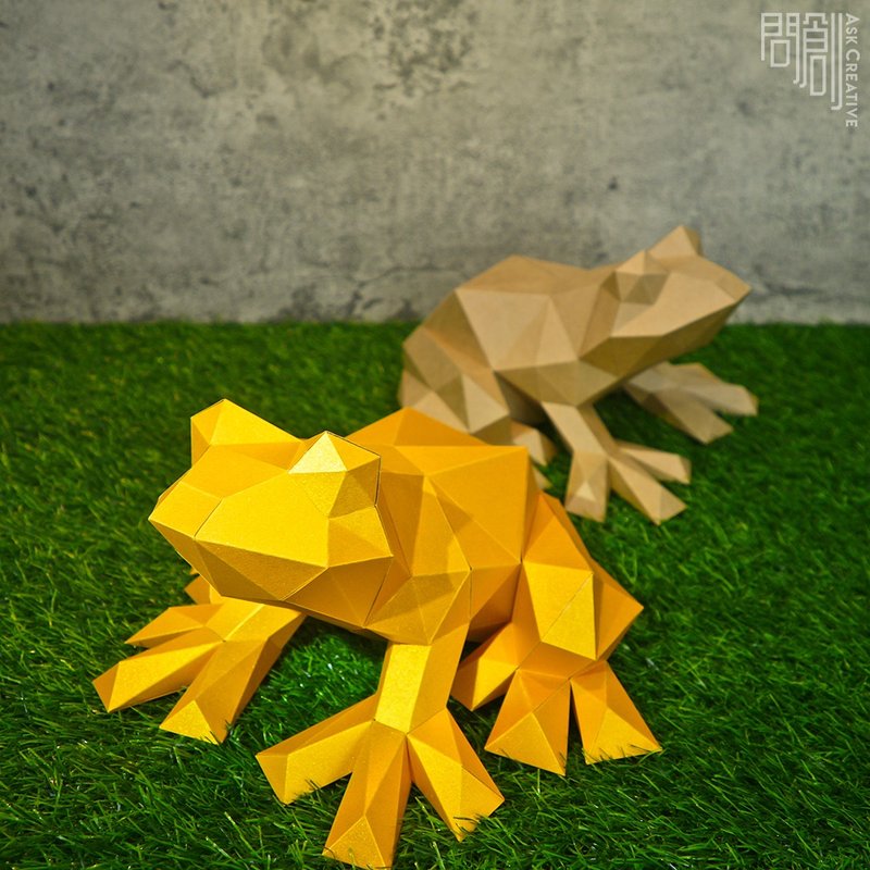 DIY hand-made 3D paper model decoration fat animal series-frog (2 colors optional) - Stuffed Dolls & Figurines - Paper Khaki