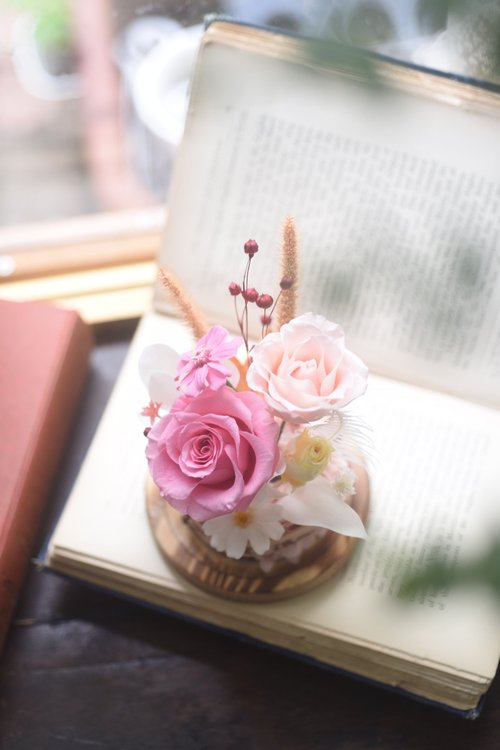 花開日常 永生花玻璃罩 乾燥花玻璃花盅 生日禮 免費刻字