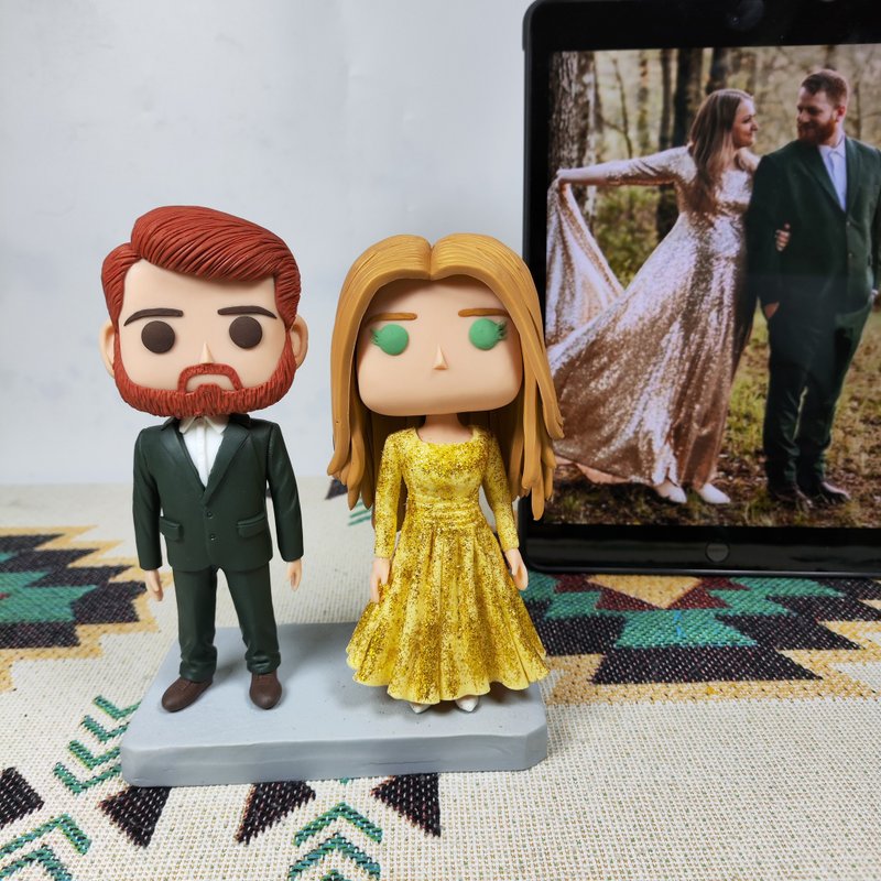 客製化3D人像公仔 訂製手工Funko Pop情侶父母夫妻結婚週年禮物 - 公仔/玩偶 - 黏土 多色