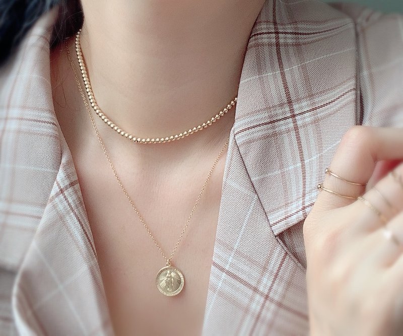 [14Kgf non-fading] 3mm thin necklace with a variety of wearing methods hand-made - สร้อยคอ - เครื่องประดับ สีทอง