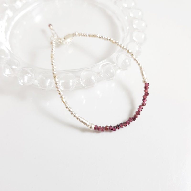 Eternity ~ Red Pomegranate Sterling Silver Bracelet - Bracelets - Gemstone Red