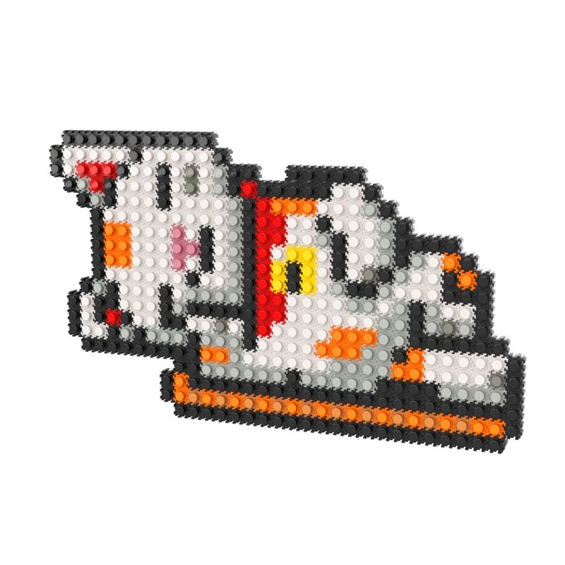 Pizel Sleepy Japanese Beckoning Cat Pixel Art Z Puzzle - Stuffed Dolls & Figurines - Cotton & Hemp Multicolor