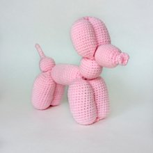 風船犬 ぬいぐるみ かぎ針編みのピンクのおもちゃ