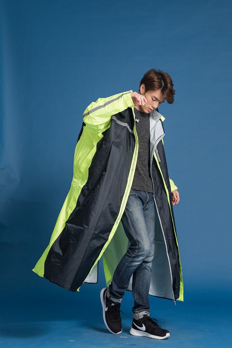 Peak Backpack Front Open Raincoat-Fluorescent/Dark Blue - Umbrellas & Rain Gear - Waterproof Material Multicolor