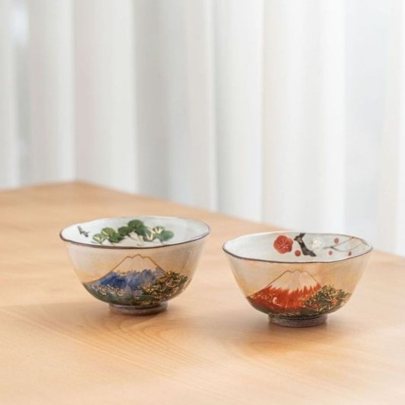 Mount Fuji Couple Bowls - ถ้วยชาม - ดินเผา 