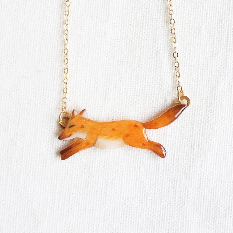 Fox necklace - สร้อยคอ - พลาสติก สีส้ม