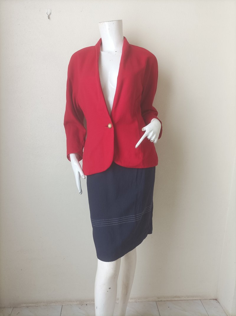 Vintage Linda Allard Ellen Tracy Womans Red Long sleeve Jacket Blazer/ Size 8 - Women's Casual & Functional Jackets - Wool 