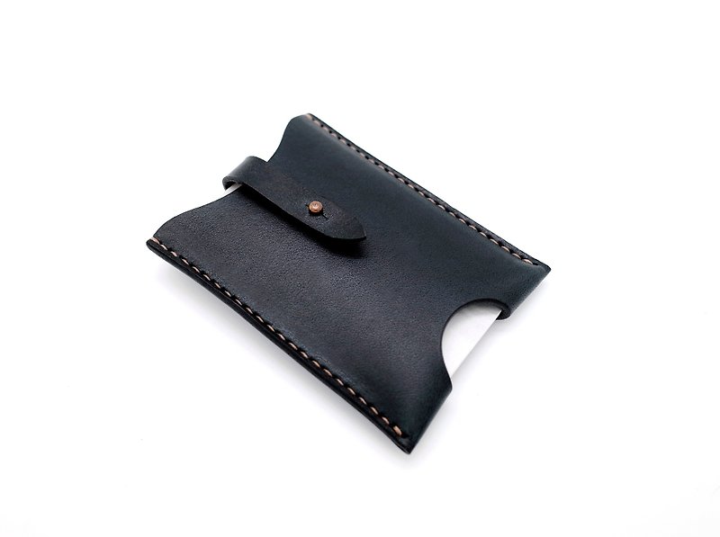 Leather Card Holder (13 colors / engraving service) - ที่เก็บนามบัตร - หนังแท้ สีน้ำเงิน