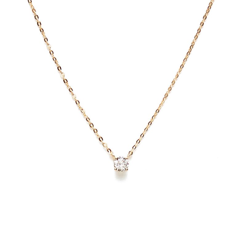 簡約寶石項鍊 925銀厚鍍18K金 Pointu Diamond Necklace - 項鍊 - 珍珠 金色
