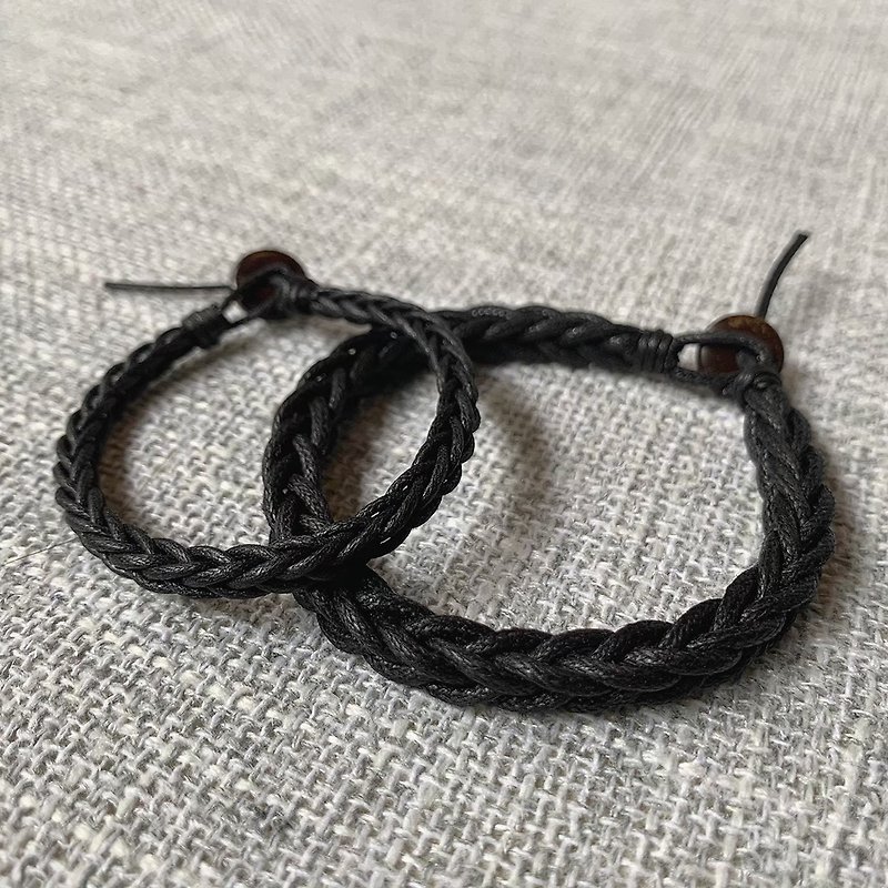 Braided surf bracelet and anklet-pure black model SFG_CLUB - สร้อยข้อมือ - ผ้าฝ้าย/ผ้าลินิน สีดำ
