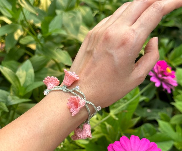 スズランのブレスレット Lily of the valley crochet bracelet PEACH