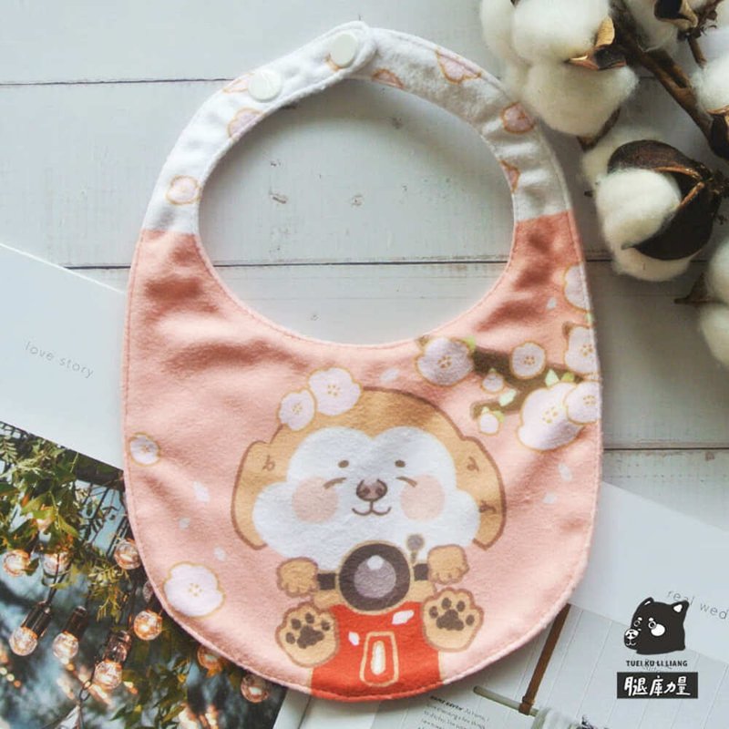 Leg Vault Power Bib - Golden Retriever Taiwan made in Taiwan original design saliva towel - Bibs - Cotton & Hemp Pink