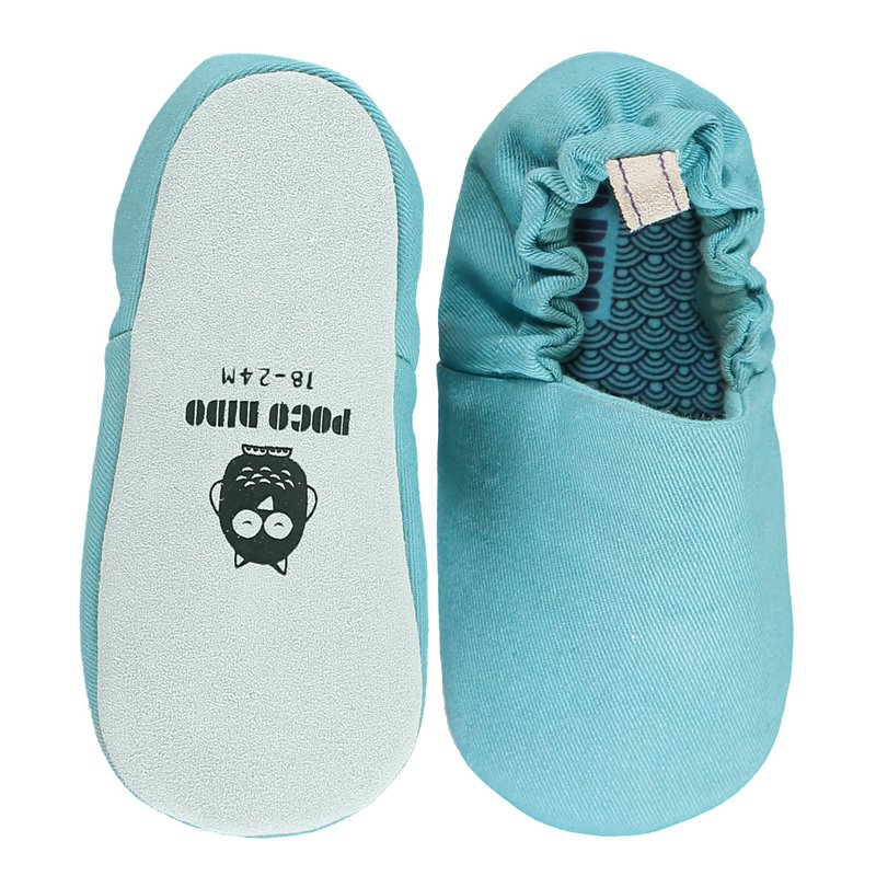 Poco Nido (UK) Baby/BB Shoe/Kids learning Shoe - Plain Sea Blue - Baby Shoes - Cotton & Hemp 