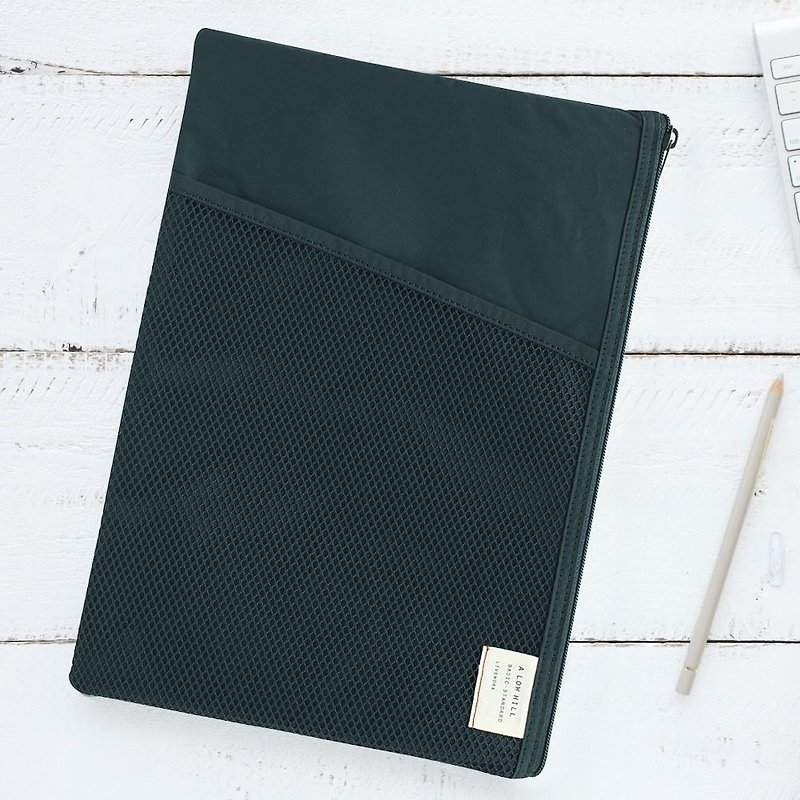 Livework casual nylon double document bag - Dai Qing green, LWK51585 - แฟ้ม - พลาสติก สีเขียว