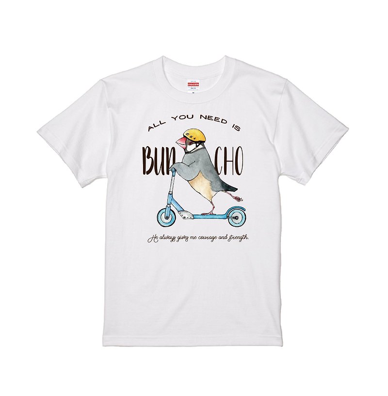 Kickboard sakura java sparrow T-shirt - เสื้อยืดผู้หญิง - ผ้าฝ้าย/ผ้าลินิน 