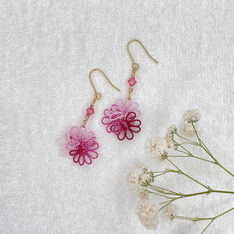 Handmade Tatting Earrings - Earrings & Clip-ons - Cotton & Hemp Multicolor