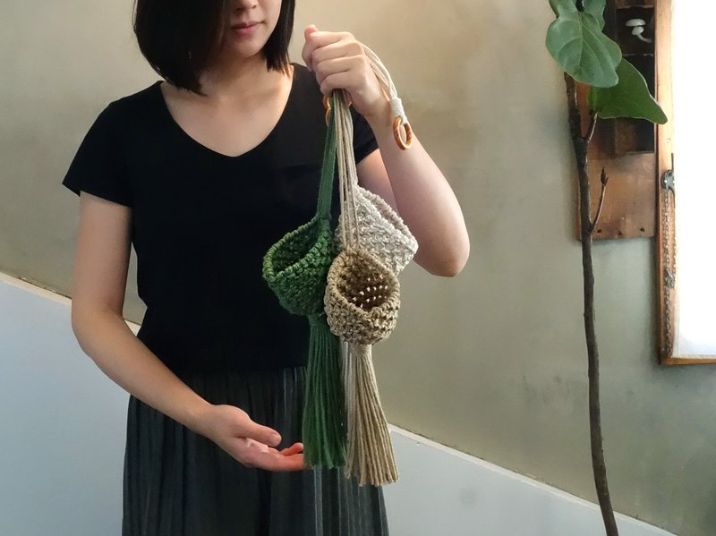 Bird's Nest Mesh Bag - ของวางตกแต่ง - ผ้าฝ้าย/ผ้าลินิน ขาว