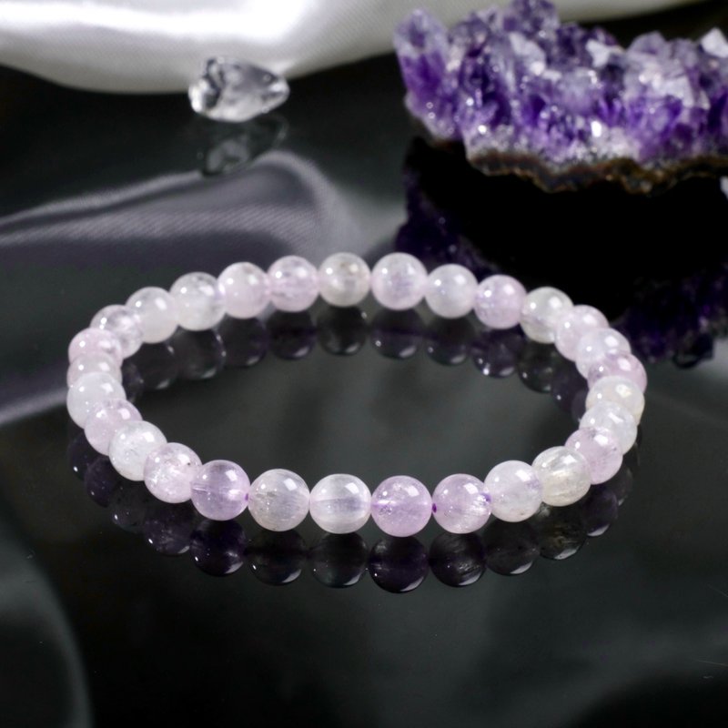 #477 One Picture One Object/6.5mm Ice Transparent Brushed Cat’s Eye Kunzite Crystal Bracelet Love Healing - Bracelets - Crystal Purple