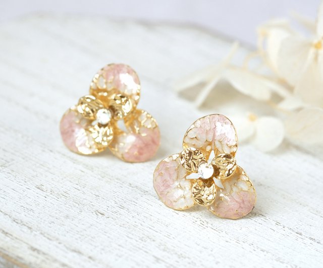 Precious Pansy Clip On Drop Earrings