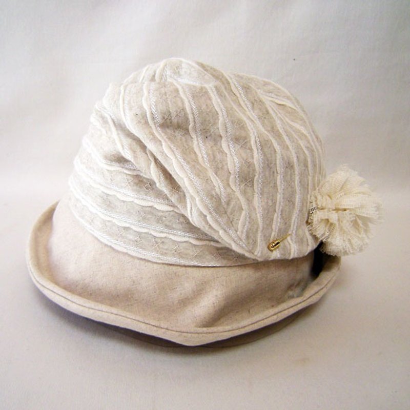 ボーダークロシェ-ナチュラルPS0601ーNL - 帽子 - その他の素材 ホワイト