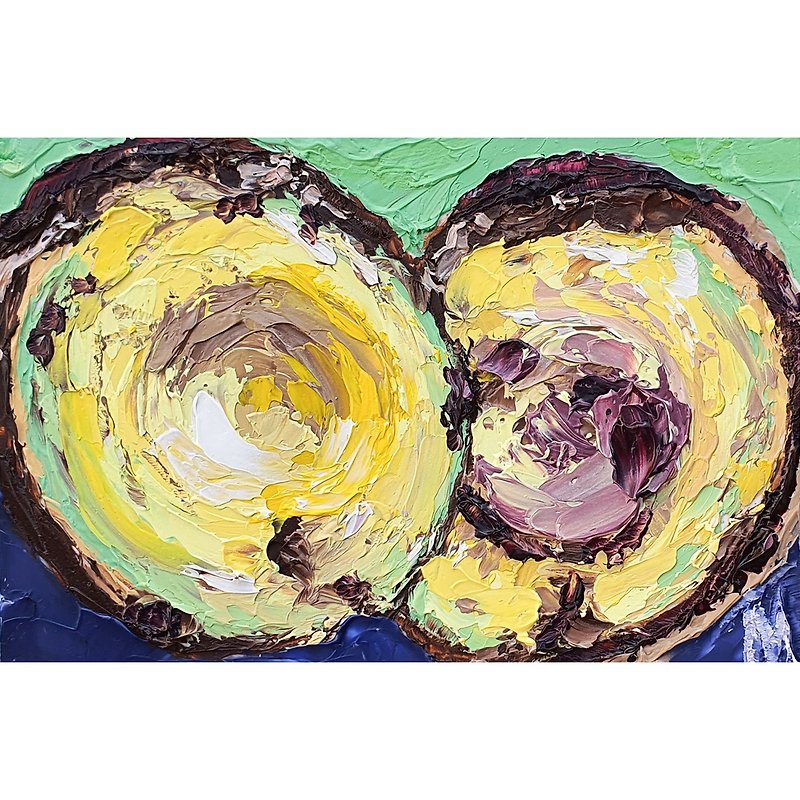Avocado Painting ACEO Original Art Still Life Fruits Artwork Food Fruit Wall Art - Posters - Other Materials Yellow