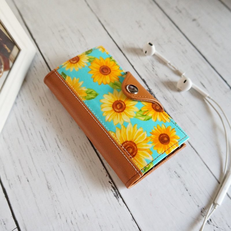 iPhone6plus / 6splus / 7plus ★ sky blue sunflower ★ notebook type Sumahokesu - Phone Cases - Waterproof Material Blue