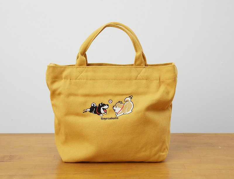 La Petite Coco Series  Shiba Inu Canvas Small Tote Bag - 12oz - กระเป๋าแมสเซนเจอร์ - ผ้าฝ้าย/ผ้าลินิน 